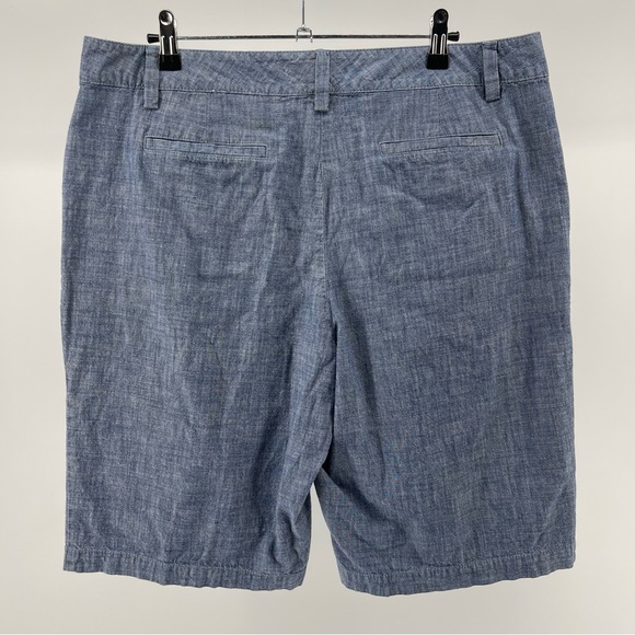 Lands' End Chambray Mid-Rise Bermuda Shorts, 100% Cotton, Women's 14 - Picture 5 of 9
